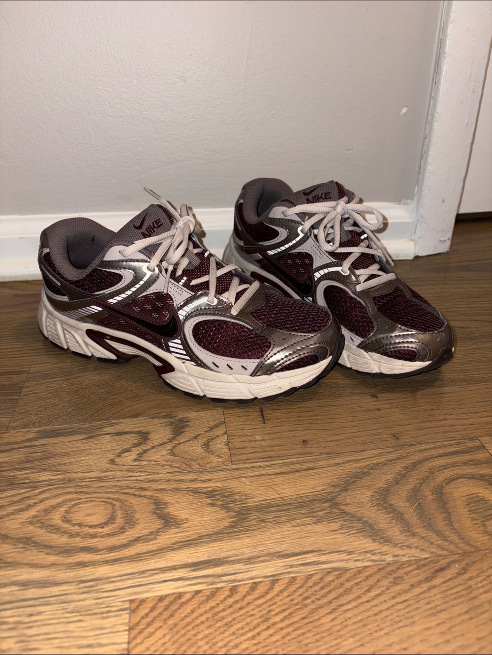 Nike Maroon and Silver Athletic Sneakers